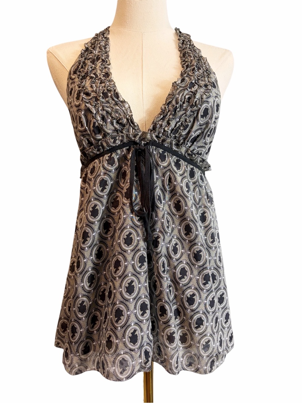 J. Crew Silk Blend Cameo Design Halter Tank Top